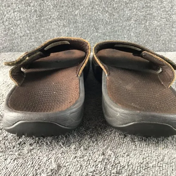 Vionic Men's Orthaheel Double Strap Leather Slides Sandals Brown Size 12