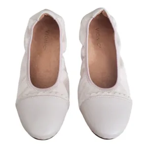 Vionic Prim Tina Tan Leather Cap Toe Ballet Flats Women's Size 9.5 Wide NEW
