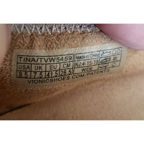 Vionic Prim Tina Tan Leather Cap Toe Ballet Flats Women's Size 9.5 Wide NEW