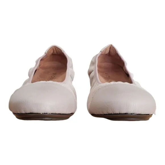 Vionic Prim Tina Tan Leather Cap Toe Ballet Flats Women's Size 9.5 Wide NEW