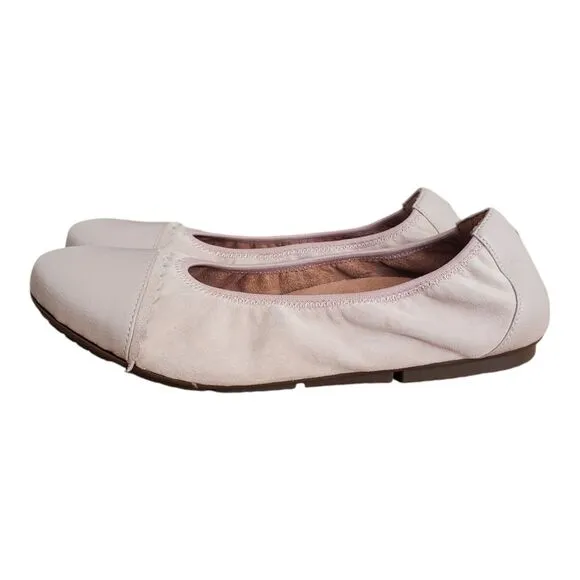 Vionic Prim Tina Tan Leather Cap Toe Ballet Flats Women's Size 9.5 Wide NEW