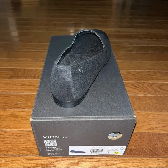 Vionic Willa Shimmer Suede Comfort Loafers Black With Metallic Women’s Size 7