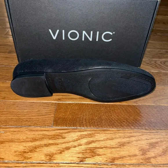Vionic Willa Shimmer Suede Comfort Loafers Black With Metallic Women’s Size 7