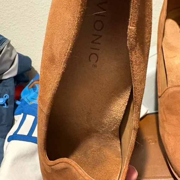 Vionic Willa Wedge Suede Loafers Toffee Comfort 9M brown