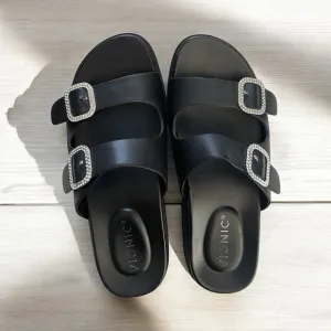 VIONIC WOMENS Capitola slide  Lug platform leather Sandals black size 7