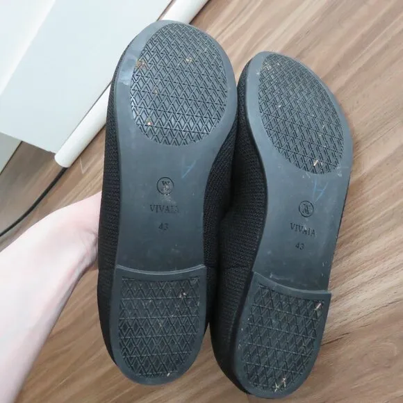 VIVAIA Claire Round Toe Flat Shoes in Black Knit Ballet Minimalist Size US 11