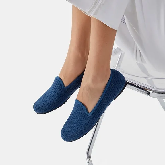 Vivaia Kimberley Eco Fluffy Yarn Round Toe Loafers in Blue