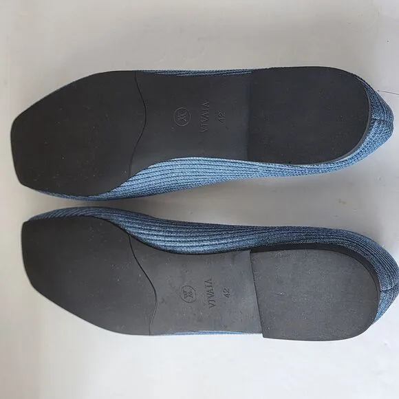 Vivaia Samantha Classic Loafer Square Toe Flats Denim Blue Size 42 (US 10.5) New