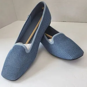Vivaia Samantha Classic Loafer Square Toe Flats Denim Blue Size 42 (US 10.5) New