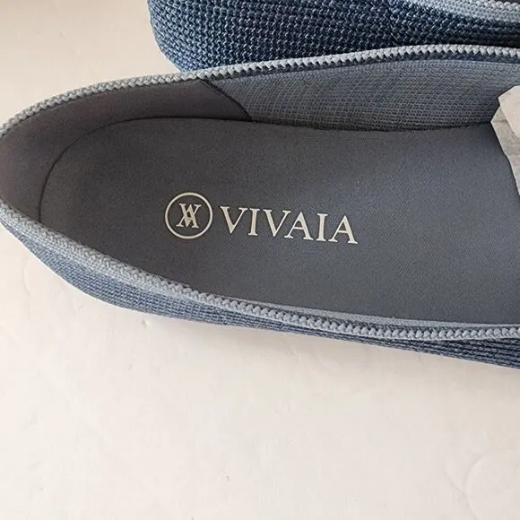 Vivaia Samantha Classic Loafer Square Toe Flats Denim Blue Size 42 (US 10.5) New