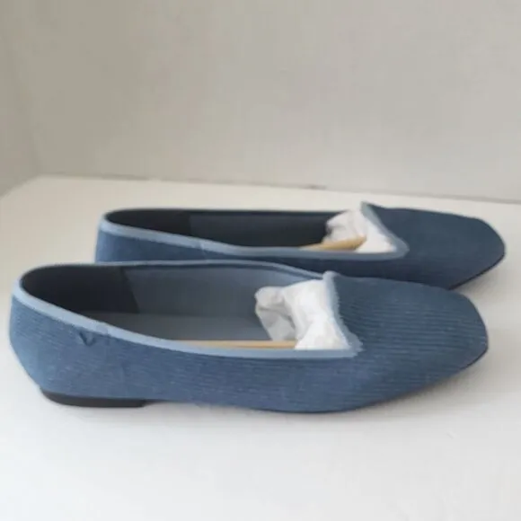 Vivaia Samantha Classic Loafer Square Toe Flats Denim Blue Size 42 (US 10.5) New