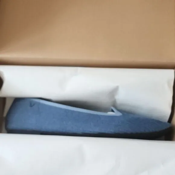 Vivaia Samantha Classic Loafer Square Toe Flats Denim Blue Size 42 (US 10.5) New