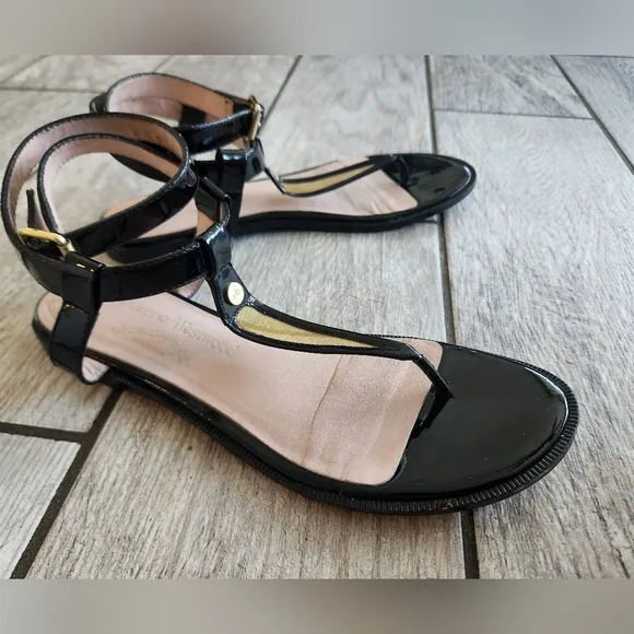 VIVIENNE WESTWOOD Anglomania Margie Black Flats Sandals US Size 7.5 Leather Vamp