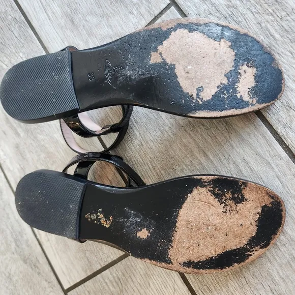 VIVIENNE WESTWOOD Anglomania Margie Black Flats Sandals US Size 7.5 Leather Vamp