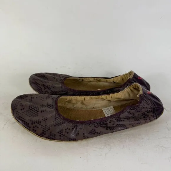 Vivobarefoot Ballet Flat Women's 7.5 Purple Slip-On Snake Print Comfort Shoes