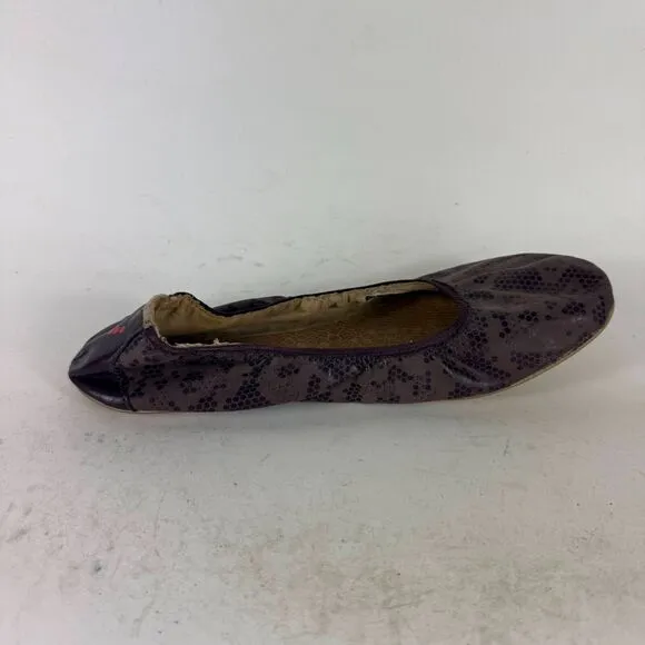 Vivobarefoot Ballet Flat Women's 7.5 Purple Slip-On Snake Print Comfort Shoes