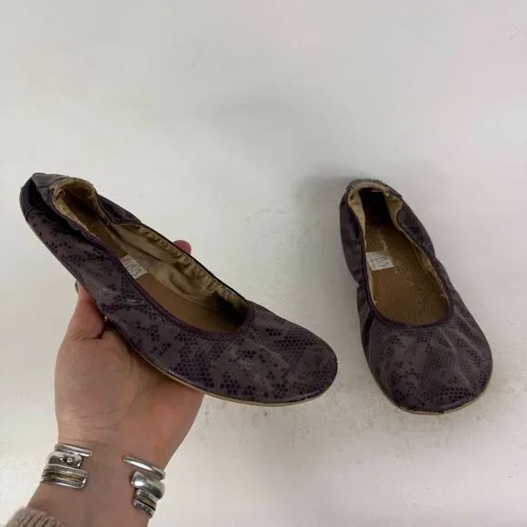 Vivobarefoot Ballet Flat Women's 7.5 Purple Slip-On Snake Print Comfort Shoes