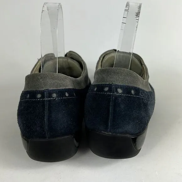 Waldlaufer wing tip saddle shoes us women’s size 7.5 blue grey minimalist suede