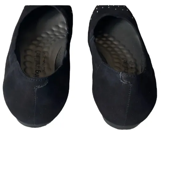 Walking Cradles Black Flats with Silver Rhinestone Detail, Size 7, Like New!