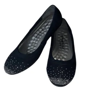 Walking Cradles Black Flats with Silver Rhinestone Detail, Size 7, Like New!
