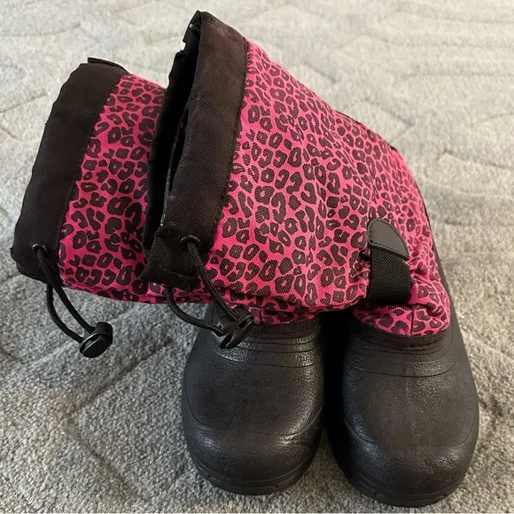 Weather Spirits Girls Shanti Slip On Gore Boots Hot Pink Leopard Size 13