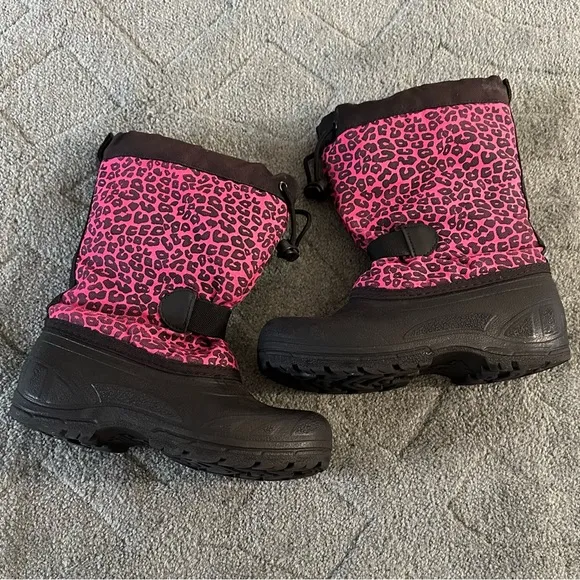 Weather Spirits Girls Shanti Slip On Gore Boots Hot Pink Leopard Size 13