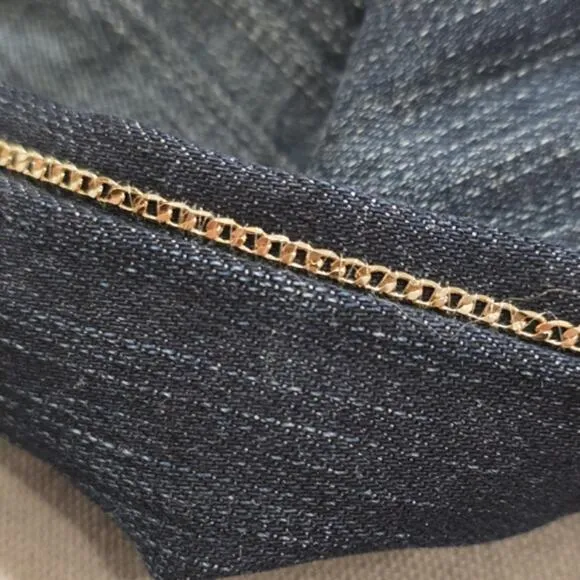 WHBM The Mid-Rise Skinny Ankle Embellished Leg Dark Denim NWT Size 6