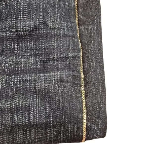 WHBM The Mid-Rise Skinny Ankle Embellished Leg Dark Denim NWT Size 6