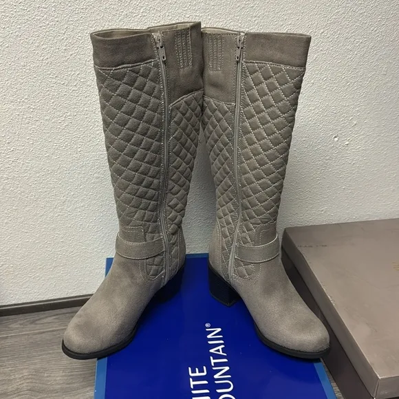White Mountain Women's Damask Heeled Quilted Tall Boots