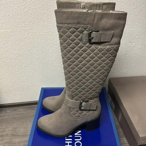White Mountain Women's Damask Heeled Quilted Tall Boots