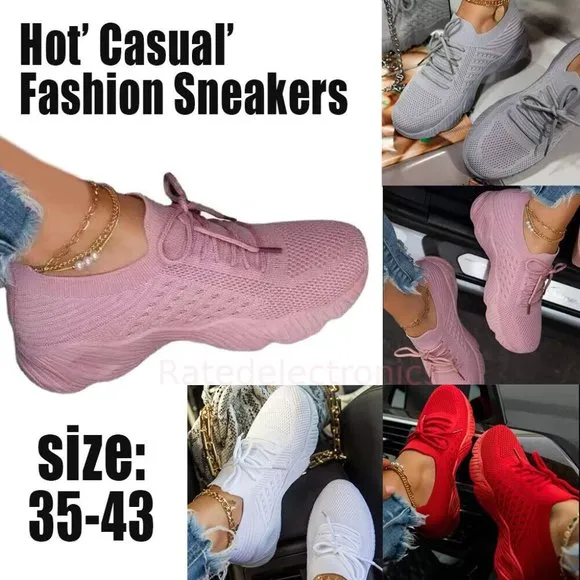 Women Running Sneakers Comfortable Walking Gym Fashion Casual Trainer Sh…