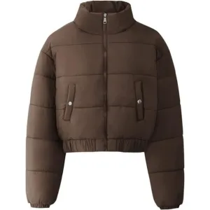 Women' s Cropped Quilted Puffer Jacket Outerwear Coats
