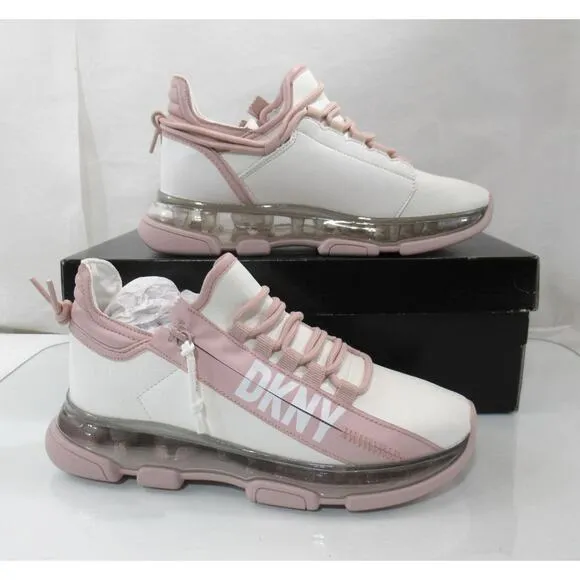 Women's DKNY Tokyo Slip On Lace Up Zip Sneakers White / Pink Size 7.5