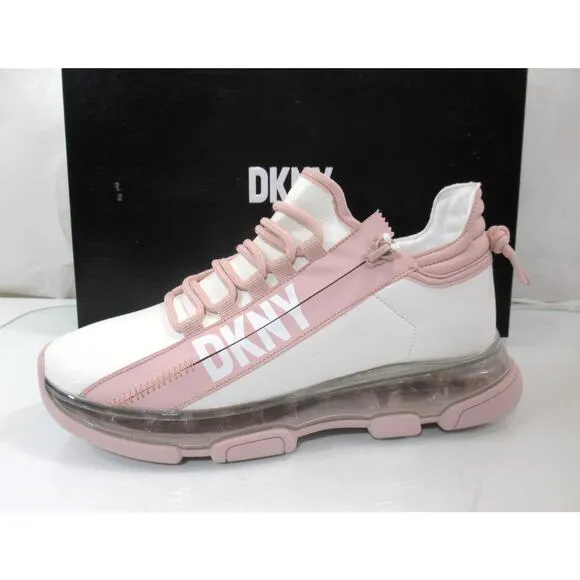 Women's DKNY Tokyo Slip On Lace Up Zip Sneakers White / Pink Size 7.5