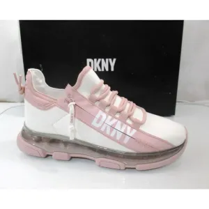 Women's DKNY Tokyo Slip On Lace Up Zip Sneakers White / Pink Size 7.5