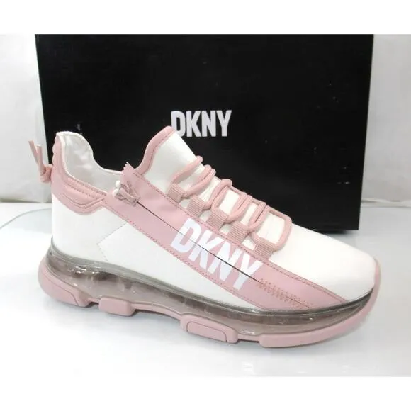 Women's DKNY Tokyo Slip On Lace Up Zip Sneakers White / Pink Size 7.5