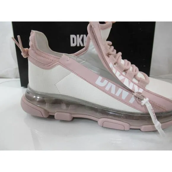 Women's DKNY Tokyo Slip On Lace Up Zip Sneakers White / Pink Size 7.5