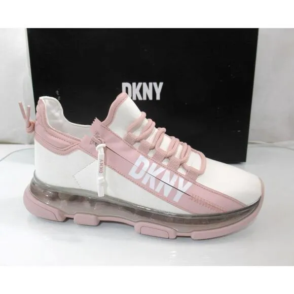 Women's DKNY Tokyo Slip On Lace Up Zip Sneakers White / Pink Size 7.5