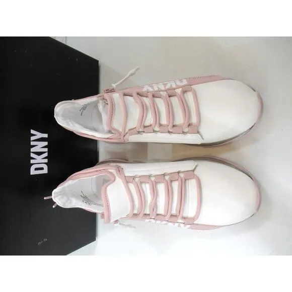 Women's DKNY Tokyo Slip On Lace Up Zip Sneakers White / Pink Size 7.5