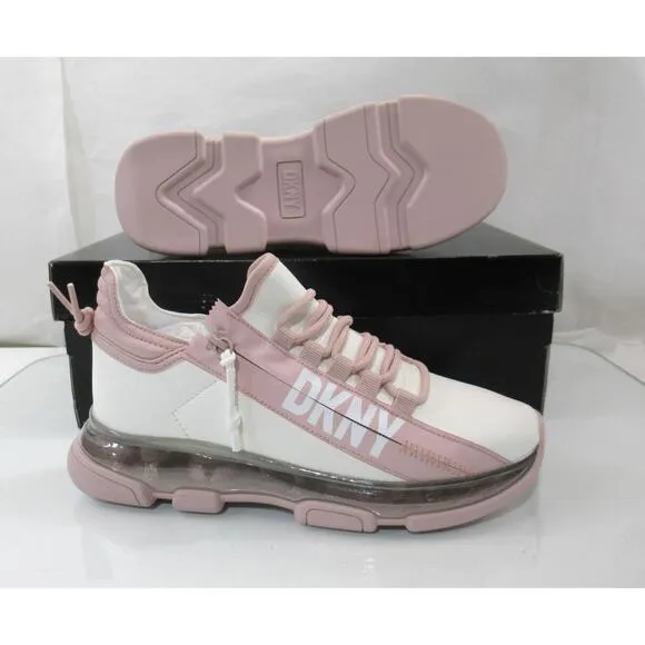 Women's DKNY Tokyo Slip On Lace Up Zip Sneakers White / Pink Size 7.5