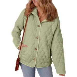 Women's Lightweight Diamond Quilted Jacket Casual Winter Open Front