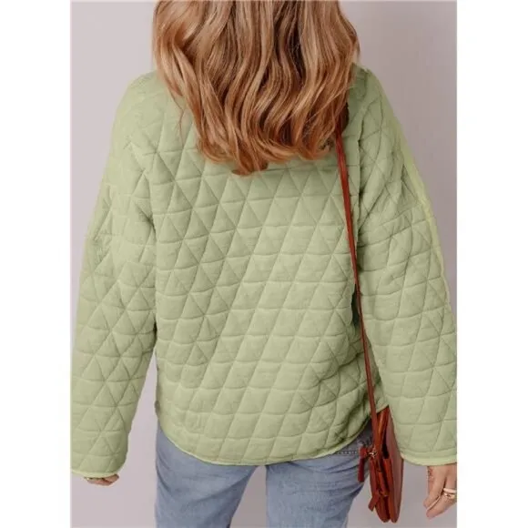 Women's Lightweight Diamond Quilted Jacket Casual Winter Open Front
