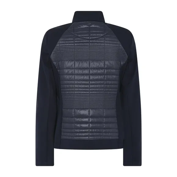 Women's Navy Athleisure Jacket Size 16 I'CONA Zip Up Zipper Quilted Stylish NWT