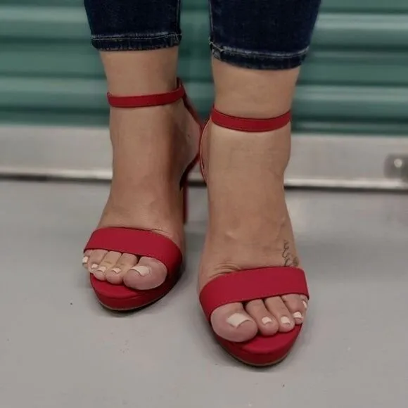 Women's Red Platform Heel Strap Sandals