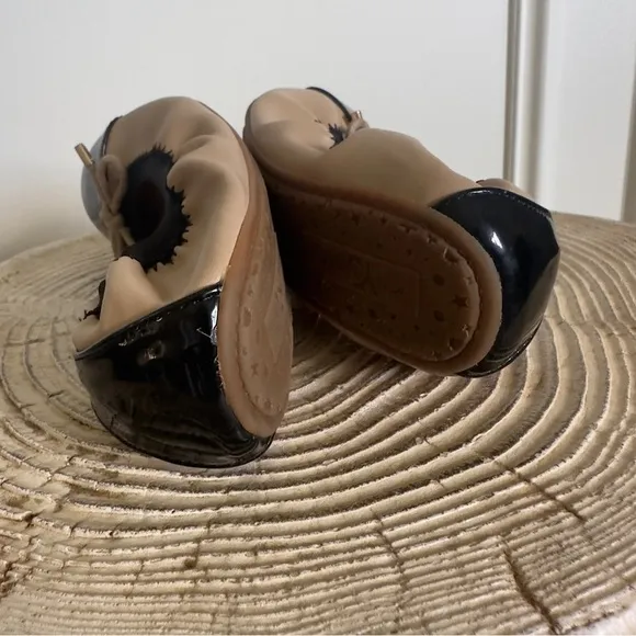 Yosi Samra Miss Samantha Nude &amp; Black Ballet Flat Girl's Size 3