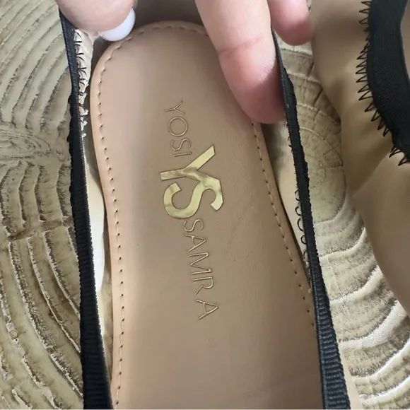 Yosi Samra Miss Samantha Nude &amp; Black Ballet Flat Girl's Size 3