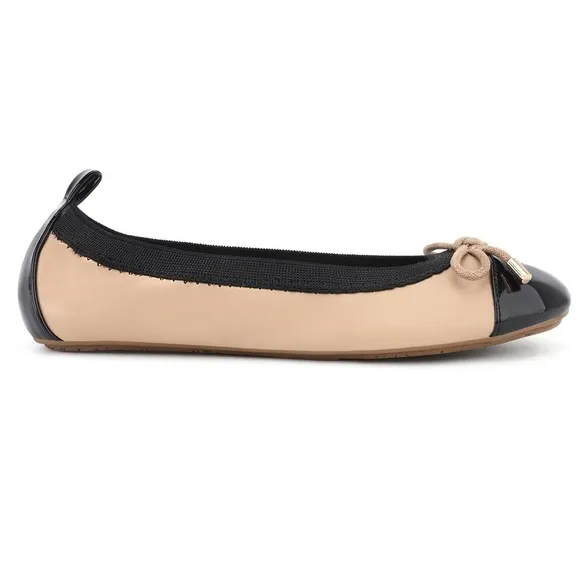 Yosi Samra Miss Samantha Nude &amp; Black Ballet Flat Girl's Size 3