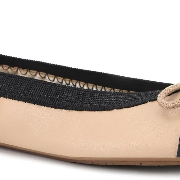 Yosi Samra Miss Samantha Nude &amp; Black Ballet Flat Girl's Size 3