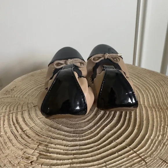 Yosi Samra Miss Samantha Nude &amp; Black Ballet Flat Girl's Size 3