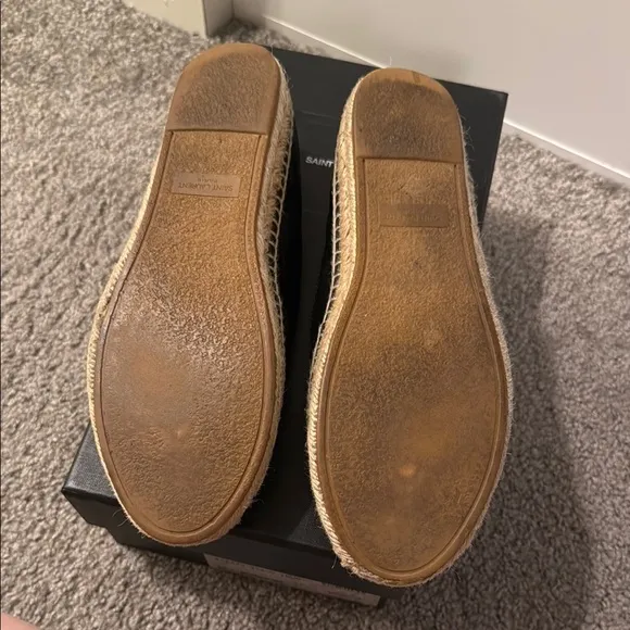 YSL Black Leather Espadrilles